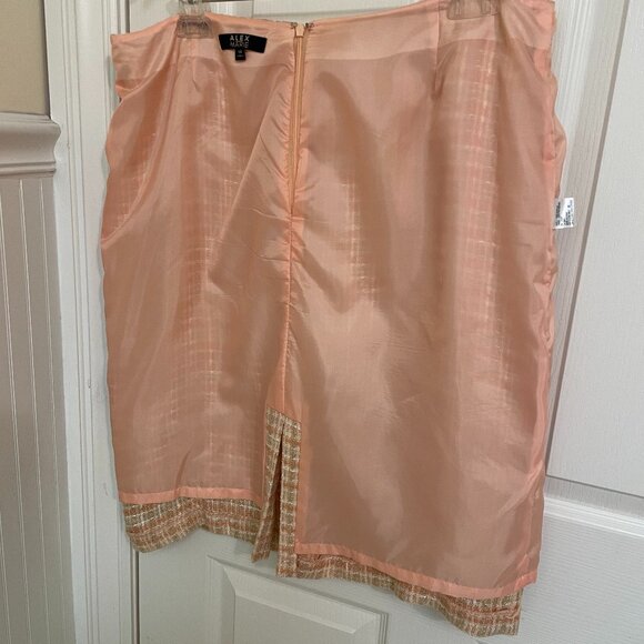 ALEX MARIE SIZE 14 PEACH/TAN TWEED FULLY LINED SHORT SKIRT - Picture 4 of 7